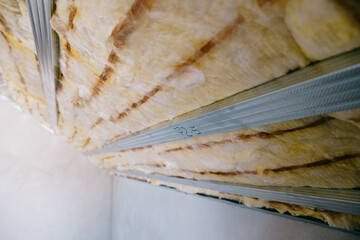 insulation of the attic with glass wool