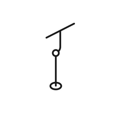 Isolated black line icon of ski lift on white background. Outline poma lift. Logo flat design. Winter mountain sport.