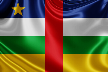 central african republic fabric flag waving . 3D illustration
