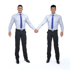 3D Render : a couple of guy who has same sex relationship , support LGBT