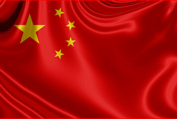 china fabric flag waving . 3D illustration