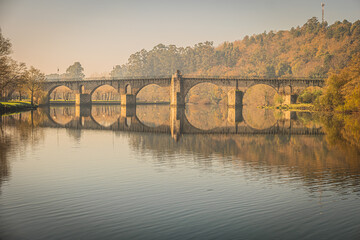 Ancient roman bridge of Ponte da Barca, ancient portuguese village in the north of Portugal.