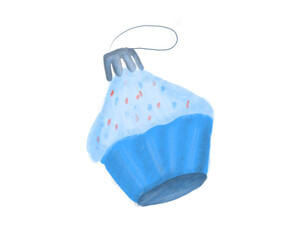 Christmas tree decoration - cake. Decorative toy on a string. Print for design.