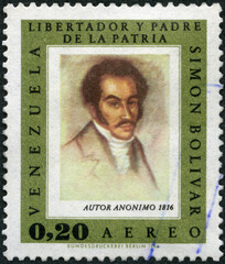 VENEZUELA - 1966: shows Portrait Simon Bolivar (1783-1830) Anonymous painter, 1966