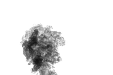 Black steam, smoke on a white background to superimpose on your photos. Create mystical Halloween photos. Abstract background, design element