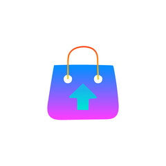 Purse shopping icon, Shopping bag with up arrow symbol icon in gradient color style, isolated on white background 