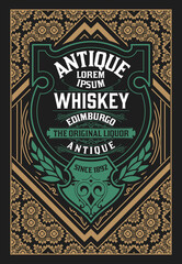 Whiskey label with old frames
