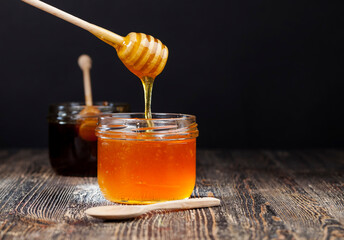 current thick and delicious sweet honey, close up