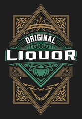 Whiskey label with old frames