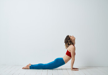 Fototapeta premium sports woman exercise workout meditation posing