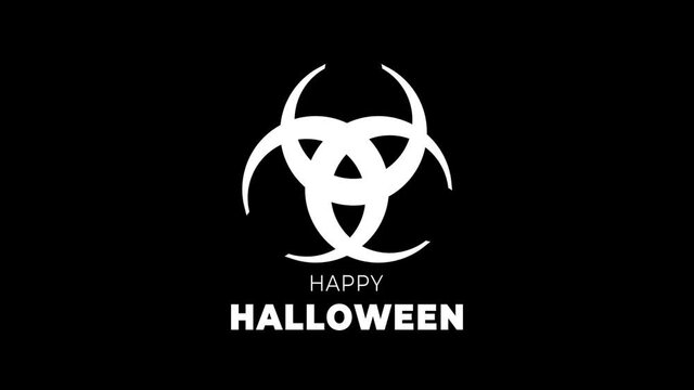 Animation of intersecting crescents and Happy Halloween lettering. Rendered in PNG format with alpha channel and 4K resolution. Overlay on your videos, photos, animations.