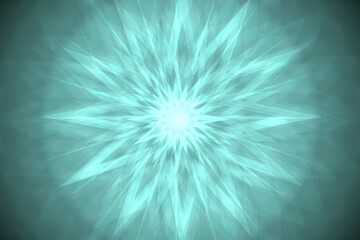 Abstract fractal turquoise green elegant background texture with white rays of light. Fluid turbulence and galaxy formation. Useful for technology and science or business backdrop.