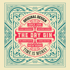 Whiskey label with old frames