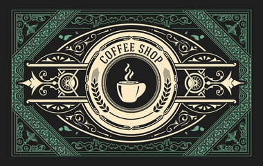 Vector, Coffee Shop label for cafe business