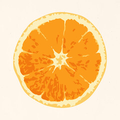 Hand drawn vectorized half of tangerine orange sticker design resource