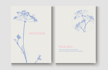 vector card template with hand drawn wild dill