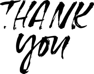 Thank you. Handwritten dry brush inscription. Hand drawn modern lettering. Thank you card. Vector illustration.