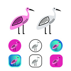 Flat Crane Bird Animal Icon Collection