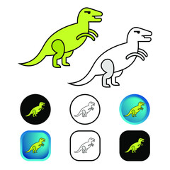 Flat Dinosaur Animal Icon Collection