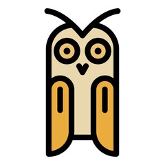 Owl front view icon. Outline owl front view vector icon color flat isolated