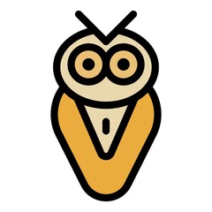 Owl bird icon. Outline owl bird vector icon color flat isolated