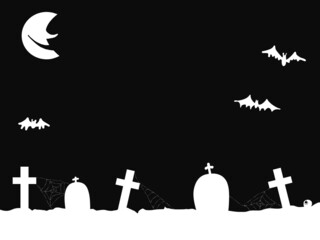 ハロウィン墓地と夜空のシルエット背景