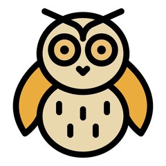 Baby owl icon. Outline baby owl vector icon color flat isolated