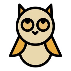 Baby owl looking up icon. Outline baby owl looking up vector icon color flat isolated