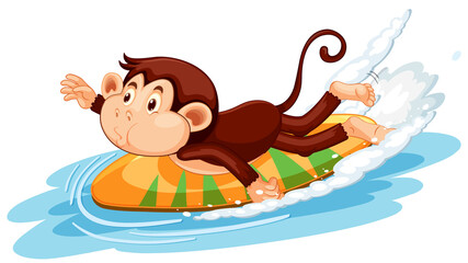 Monkey on surfboard cartoon character