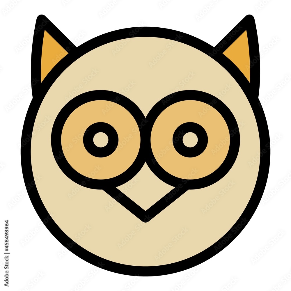 Poster round owl head icon. outline round owl head vector icon color flat isolated - Posters