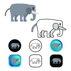 Flat Elephant Animal Icon Collection