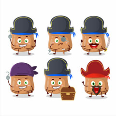 Cartoon character of sumach with various pirates emoticons