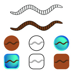 Flat Earthworm Animal Icon Collection