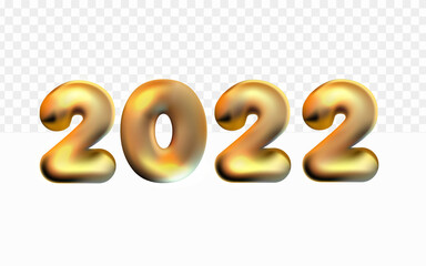 realistic 2022 happy new year ballon 3d on white transparent background