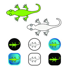 Flat Gecko Reptile Icon Collection
