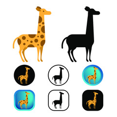 Flat Giraffe Animal Icon Collection