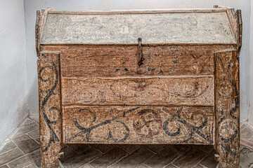 Old box of food in the Church on the hill, Sighisoara, Transylvania, Romania