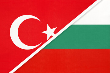 Turkey and Bulgaria, symbol of country. Turkish vs Bulgarian national flag