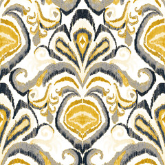 Colorful ikat pattern in vintage style. Elegant ethnic background. Hand drawn oriental art. Seamless geometric vintage texture.	