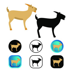 Flat Goat Animal Icon Collection