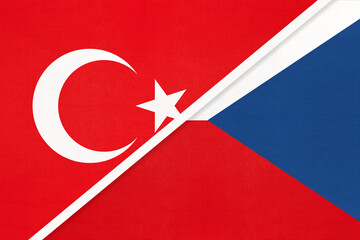 Turkey and Czechia, symbol of country. Turkish vs Czech national flag