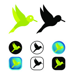 Flat Humming Bird Icon Collection