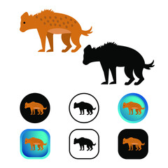 Flat Hyena Animal Icon Collection