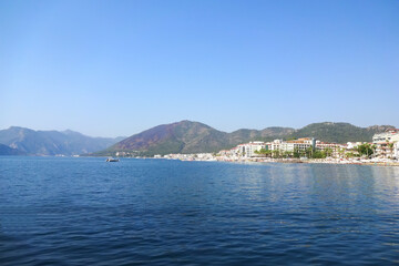 Fototapeta na wymiar Panorama of a tourist resort on the seashore