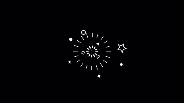 splash, 2d shapes and lines explosion animation with alpha channel. template elements for explainer video. circle burst motion graphics