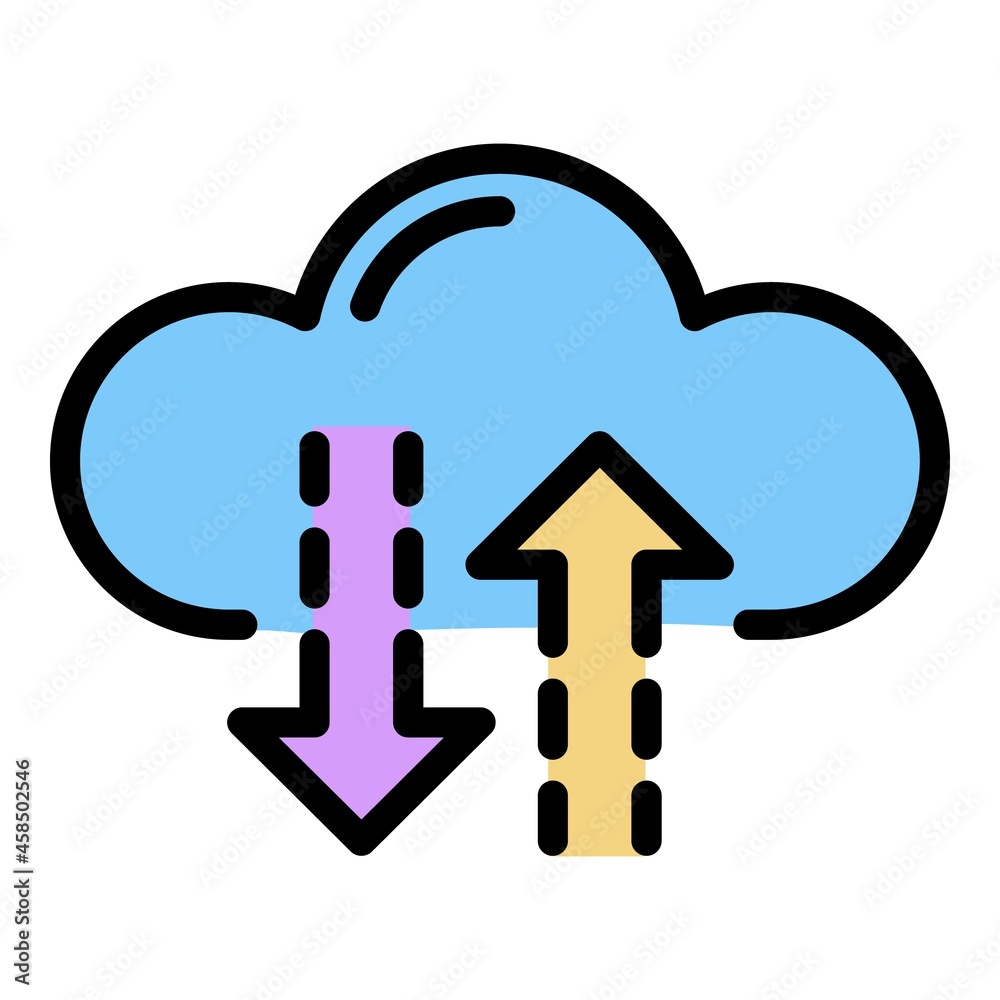 Poster interaction with the cloud icon. outline interaction with the cloud vector icon color flat isolated
