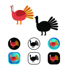 Flat Turkey Bird Icon Collection
