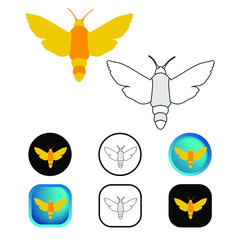 Flat Moth Insect Icon Collection
