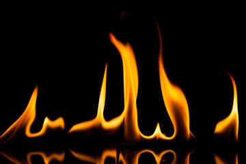 Flame fire  movement on a black background.