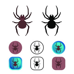 Flat Spider Arthropod Icon Collection